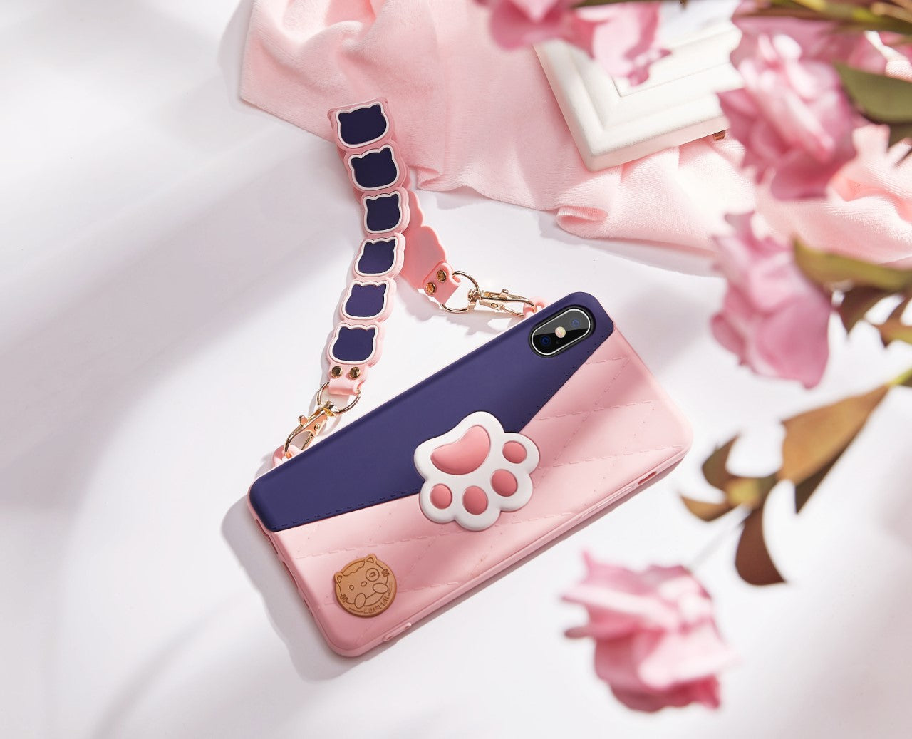 LOFTER CAT PAW CASE WITH SOFT SILICON AND LANYARD FOR iPHONE Xs Max  (4840)