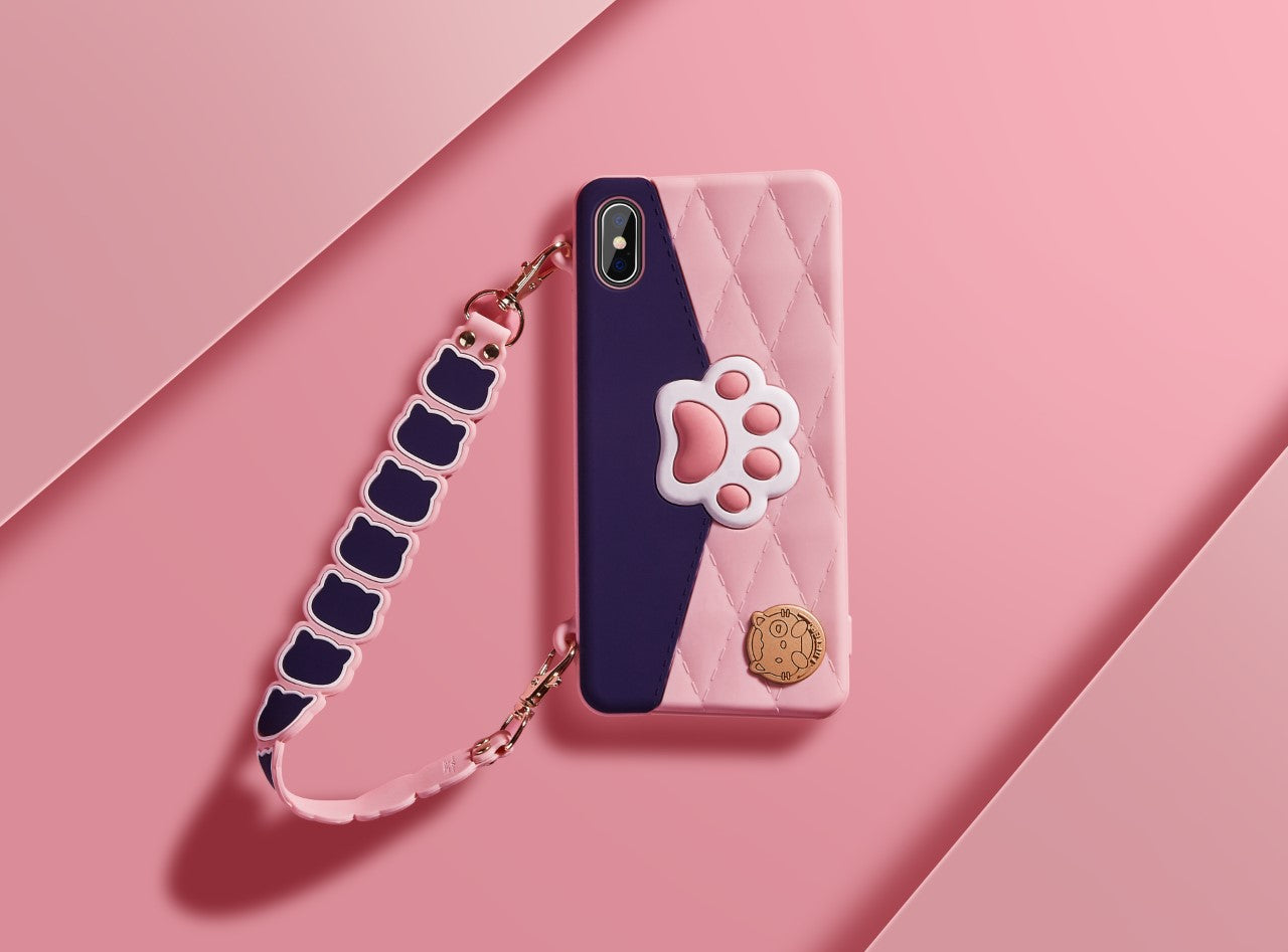 LOFTER CAT PAW CASE WITH SOFT SILICON AND LANYARD FOR iPHONE Xs Max  (4840)