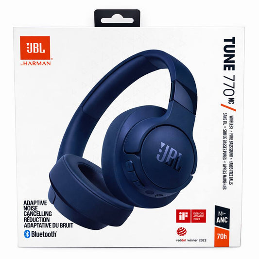 JBL Tune 770NC - Adaptive Noise Cancelling with Smart Ambient Wireless Over-Ear Headphones, Bluetooth 5.3, Up to 70H Battery Life with Speed Charge, Lightweight, Comfortable & Foldable Design (Blue) ( 1107865) (MSRP $149.99)