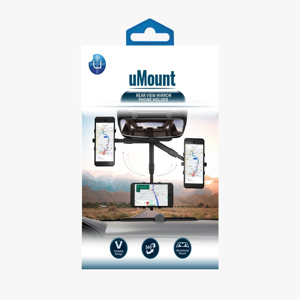 UMONT REAR VIEW MIRROR (CAR MOUNT) (UNIVERSAL - BLACK)  ( 1107981) (MSRP $49.99)