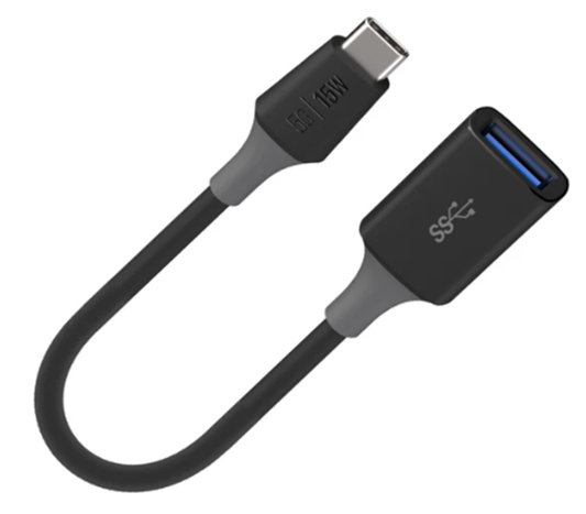 360 INFUSE PREMIUM USB ADAPTER 5GBPS HIGH SPEED DATA TRANSFER - USBC TO USB - 6 INCH - BLACK (1102929)