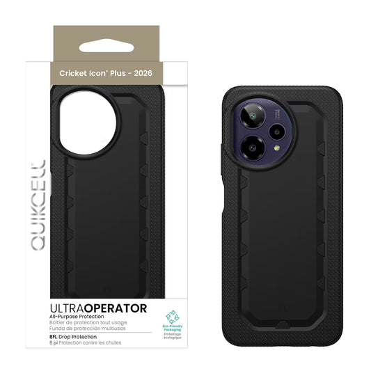 Quikcell Cricket Icon Plus – 2026 Ultra OPERATOR Case Armor Black (1103204) (MSRP $59.99)